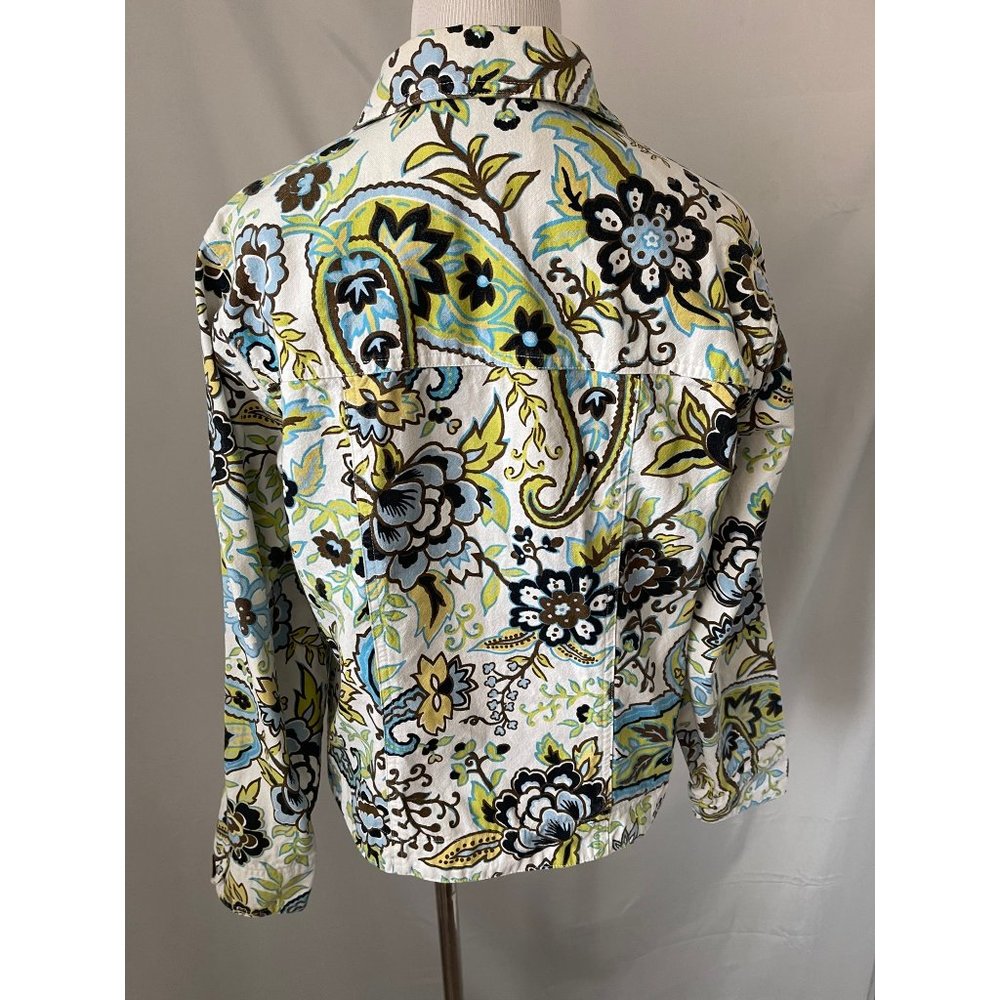 Coldwater Creek White Paisley Print Long Sleeve Jean Jacket - Picture 4 of 13
